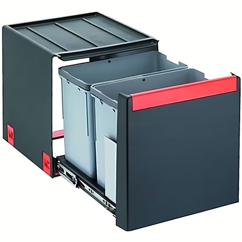 Do Zabudowy kosz na śmieci Franke sorter z ręcznym wysuwem, 2×14 l, czarny/szary