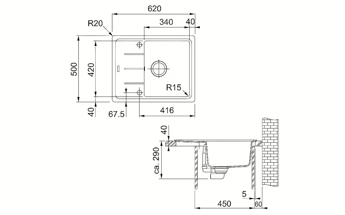 Granitowy zlewozmywak  Franke BFG 611-62 z odwracalnym ociekaczem w kolorze aluminium