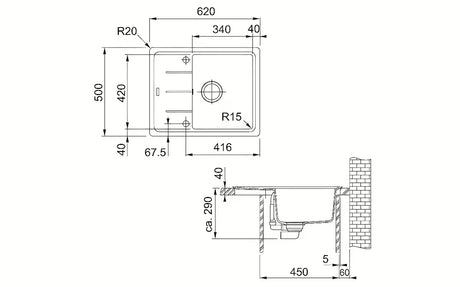 Granitowy zlewozmywak  Franke BFG 611-62 z odwracalnym ociekaczem w kolorze aluminium