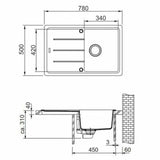 Granitowy zlewozmywak  Franke BFG 611-78 z odwracalnym ociekaczem w kolorze aluminium.
