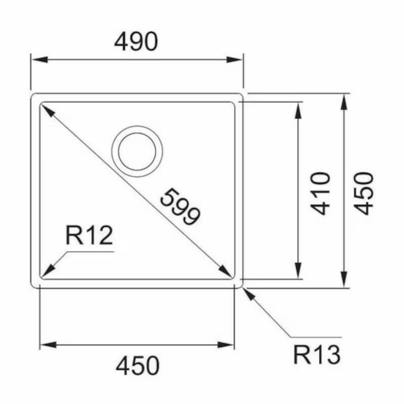 Stalowy zlewozmywak  Franke Bxx 210/110-45 49x45 cm pro montaż na blat roboczy