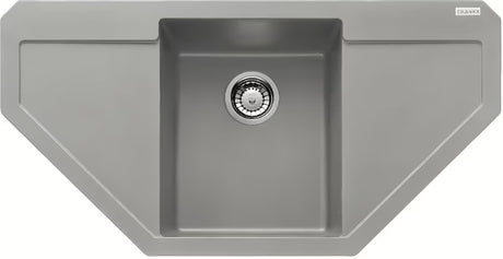 Granitowy zlewozmywak  Franke MRG 612 E z ociekaczem w kolorze szary kamień pro montaż na blat roboczy.