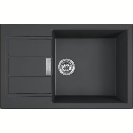 Czarny zlewozmywak  Franke Sirius 2 z materiału Tectonite z ociekaczem pro montaż nablatowy