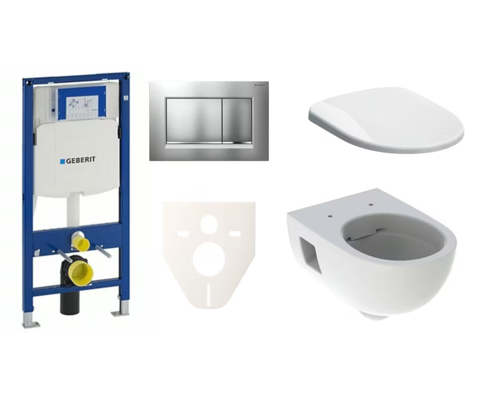 Zestaw WC podtynkowy Geberit Selnova z modułem Duofix, miską Rimfree, deską soft Close i przyciskiem chrom mat.