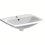 Biała ceramiczna umywalka wpuszczana w blat Geberit Selnova Square 55x45 cm z przelewem i otworem na baterię pro