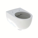 Białe miska WC wisząca Geberit Selnova bez układu spłukującego z ukrytym mocowaniem.