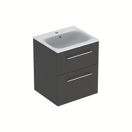 Wisząca szafka łazienkowa Geberit Selnova z umywalką ceramiczną w dekorze antracyt lawa