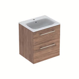 Szafka Wisząca z umywalką ceramiczną Geberit Selnova w dekorze orzech hickory