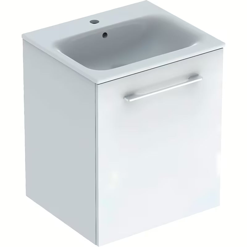 Geberit Selnova wisząca szafka z umywalką ceramiczną w kolorze białym, z połyskiem