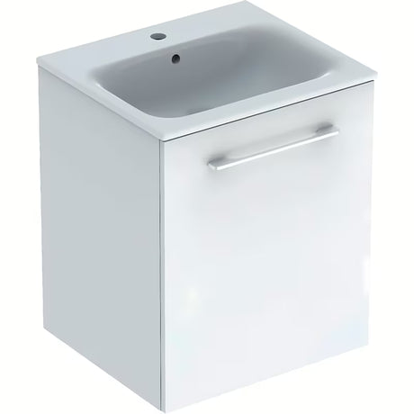 Geberit Selnova wisząca szafka z umywalką ceramiczną w kolorze białym, z połyskiem