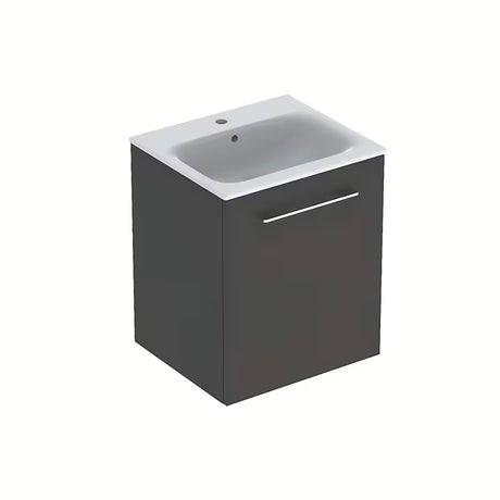 Wisząca szafka łazienkowa Geberit Selnova z umywalką ceramiczną w dekorze lawa antracyt