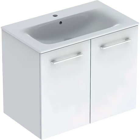 Wisząca szafka łazienkowa z umywalką ceramiczną Geberit Selnova w kolorze białym, z połyskiem