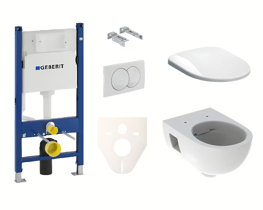 Zestaw WC podtynkowy Geberit Selnova w kolorze białym z miską Rimfree, stelażem i deską z soft Close
