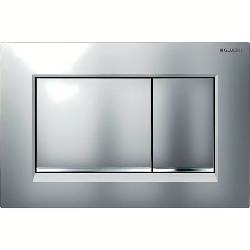Przycisk spłukujący Geberit Sigma w wykończeniu matowy chrom z błyszczącym designerskim paskiem
