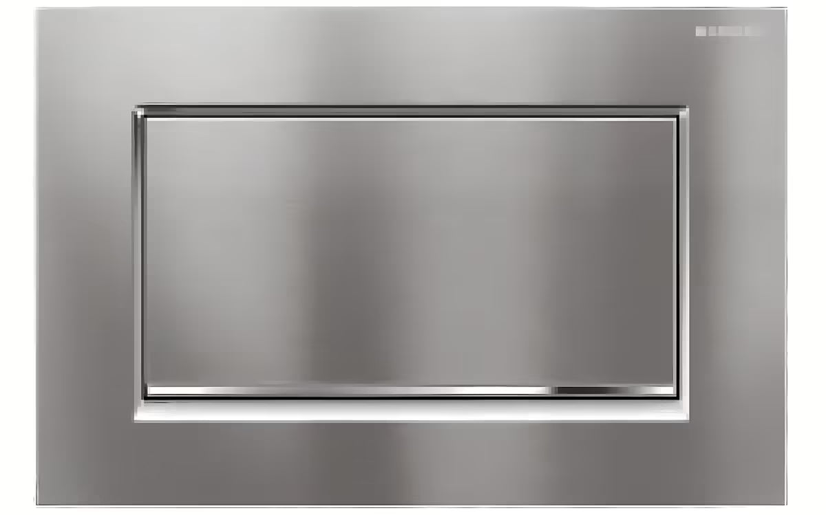 Przycisk spłukujący Geberit Sigma30 w szczotkowanym chromie pro spłukiwanie Start/Stop