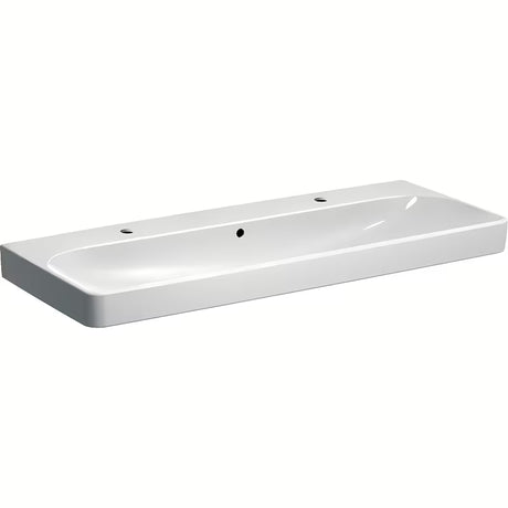 Geberit Smyle Square umywalka wisząca 120x48 cm z białej ceramiki z dwoma otworami pod pro baterię