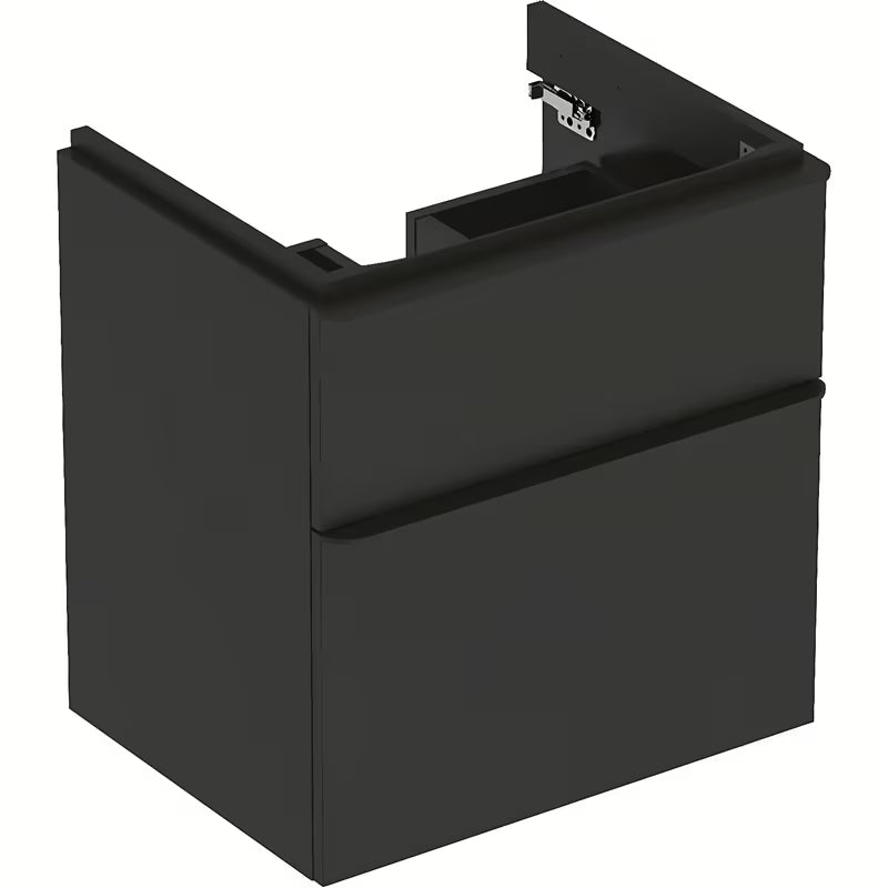 Wisząca szafka pod umywalkę Geberit Smyle Square 58,4x62x47 cm w antracytowym dekorze lawa.
