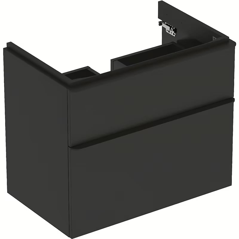 Wisząca szafka pod umywalkę Geberit Smyle Square w antracytowym dekorze lawa, 73,4x62x47 cm.