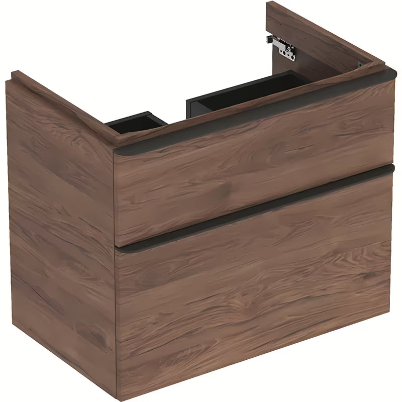 Wisząca szafka pod umywalkę Geberit Smyle Square w dekorze orzech, 73,4x62x47 cm.
