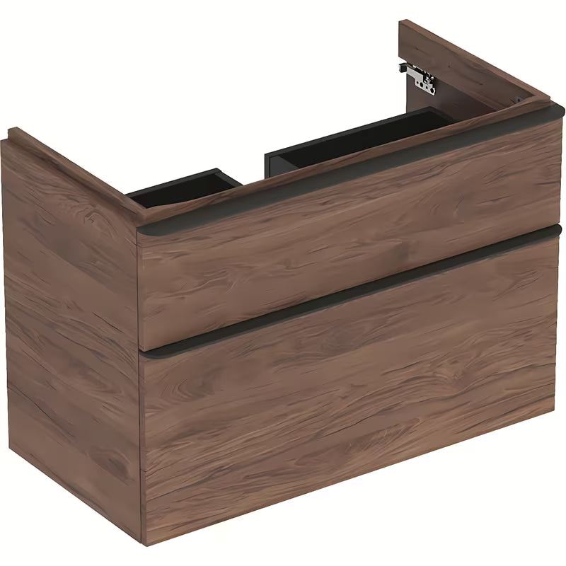 Wisząca szafka pod umywalkę Geberit Smyle Square w dekorze orzech, 88,4x62x47 cm.