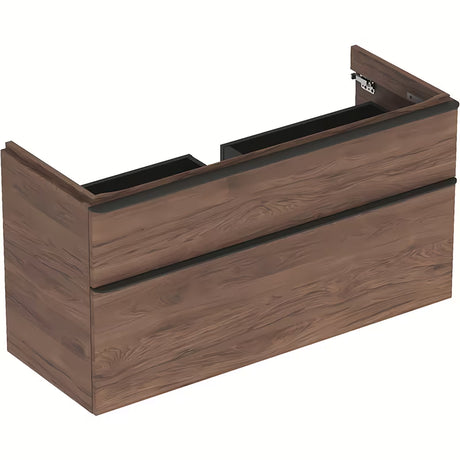 Wisząca szafka pod umywalkę Geberit Smyle Square w dekorze orzech, 118,4x62x47 cm.