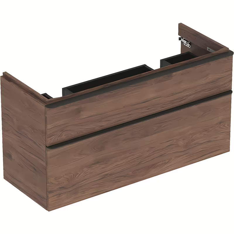 Wisząca szafka pod umywalkę Geberit Smyle Square w dekorze orzech, 118,4x62x47 cm.
