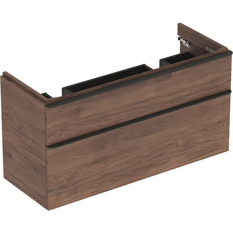 Wisząca szafka pod umywalkę Geberit Smyle Square w dekorze orzech, 118,4x62x47 cm.