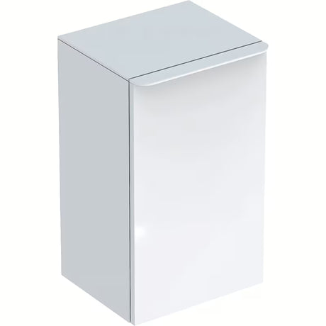 Biała wisząca szafka łazienkowa Geberit Smyle Square o wymiarach 36x60x32,6 cm.