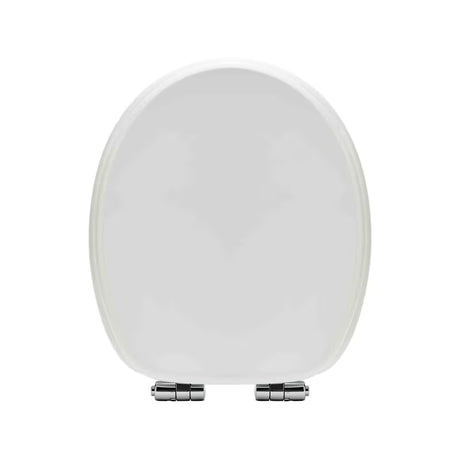 Biała DESKA sedesowa Glacera z MDF z technologią soft Close i mosiężnymi zawiasami