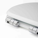 Biała DESKA sedesowa Glacera z MDF z technologią soft Close i mosiężnymi zawiasami