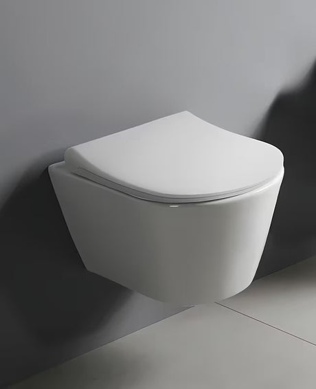 Miska WC Wisząca Glacera Ava w białej ceramice z połyskiem, w technologii Rimless i z ukrytym mocowaniem
