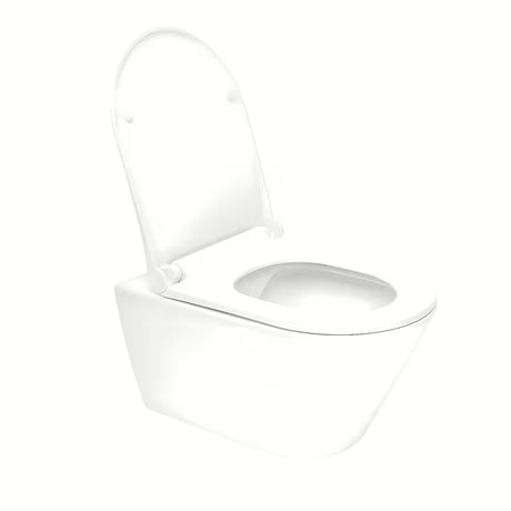 Białe miska WC wisząca Glacera Ava bez układu spłukującego z deską soft Close i ukrytym mocowaniem.