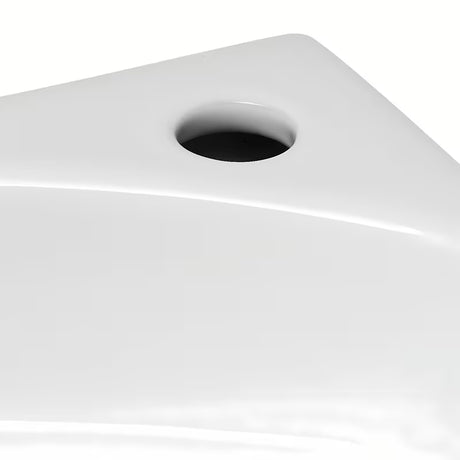 Biała prawa narożne mała umywalka Glacera Bigio 42x29,5 cm bez przelewu z otworem na baterię po prawej stronie.