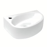 Biała ceramiczna narożne mała umywalka Glacera Bigio 42x29,5 cm z otworem na baterię po lewej stronie