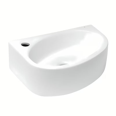 Biała ceramiczna narożne mała umywalka Glacera Bigio 42x29,5 cm z otworem na baterię po lewej stronie