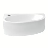 Biała ceramiczna narożne mała umywalka Glacera Bigio 42x29,5 cm z otworem na baterię po lewej stronie