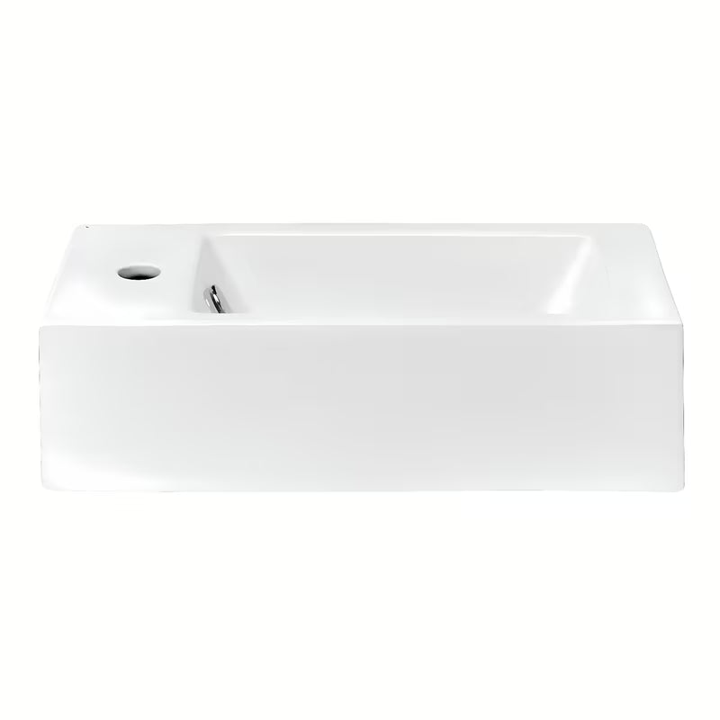 Biała ceramiczna mała umywalka Glacera Bigio 50 x 25 cm z otworem na baterię po lewej stronie