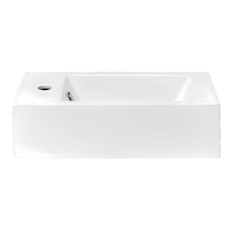 Biała ceramiczna mała umywalka Glacera Bigio 50 x 25 cm z otworem na baterię po lewej stronie