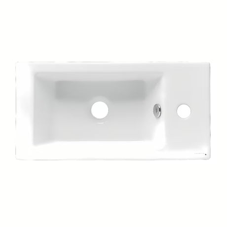 Biała ceramiczna mała umywalka Glacera Bigio 50 x 25 cm z otworem na baterię po lewej stronie