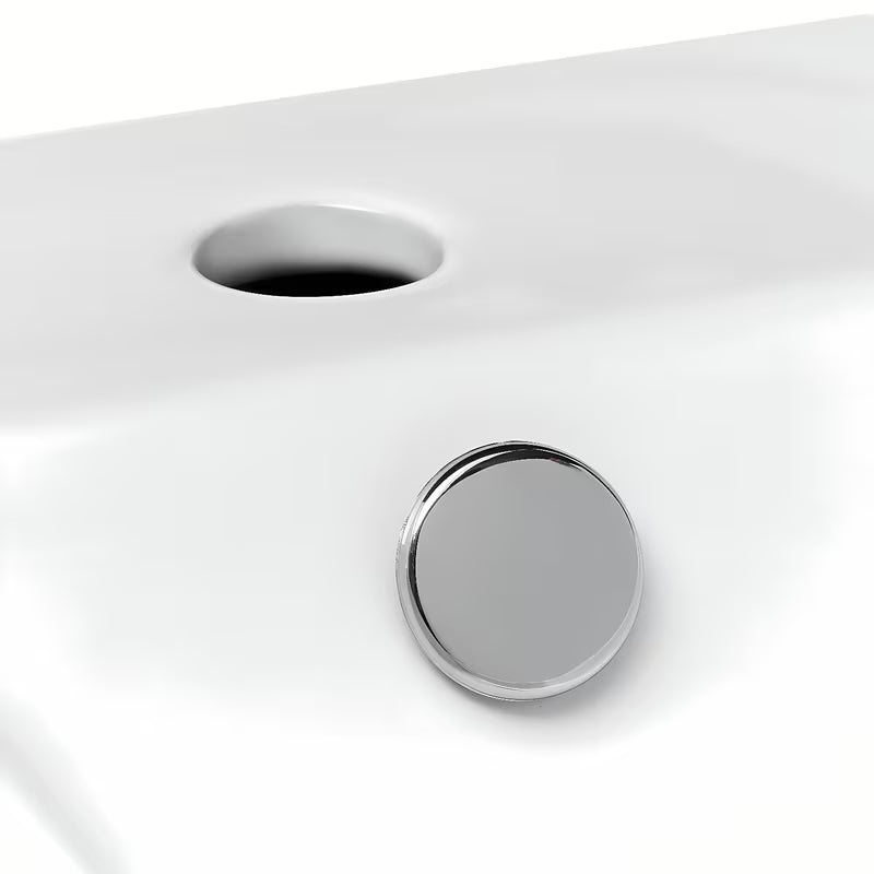 Biała ceramiczna prostokątna mała umywalka Glacera Bigio 50x25 cm z przelewem i otworem na baterię