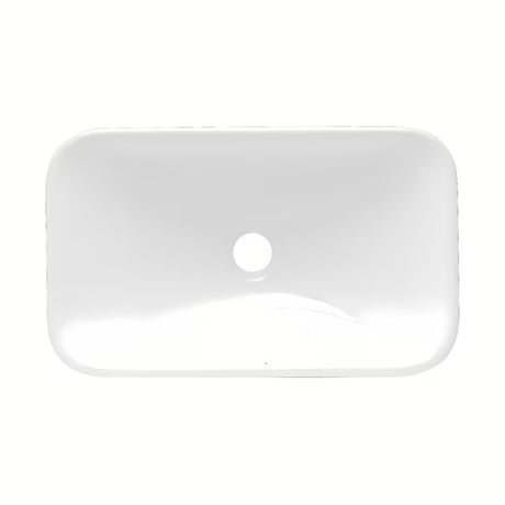 Biała ceramiczna umywalka nablatowa  Glacera Vallone 49 x 30 cm bez przelewu o zaokrąglonym kształcie.