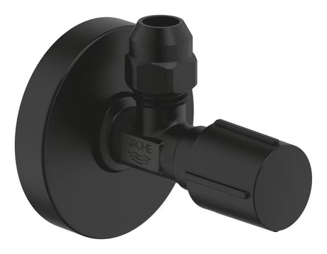Zawór kątowy Grohe Phantom Black z metalowym uchwytem i metalową rozetą