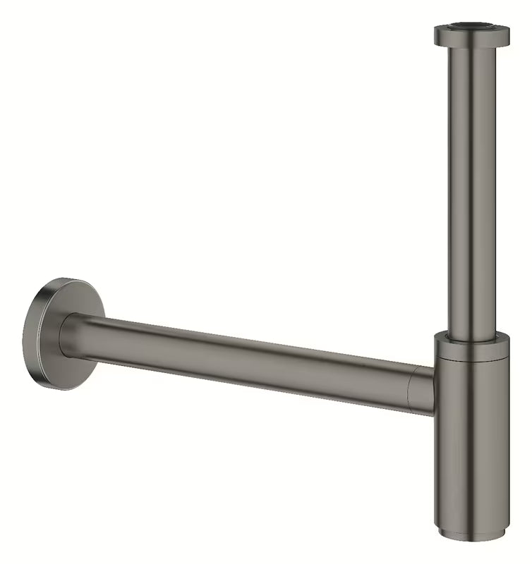 Grohe syfon umywalkowy DN 32 z mosiądzu ze szczotkowanym wykończeniem hard graphite i dużą rozetą