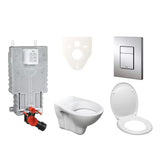 Zestaw WC podtynkowy S-Line Pro z modułem do zabudowy, MISKA wc spłuczką Grohe, deską sedesową i przyciskiem w chromie połysk
