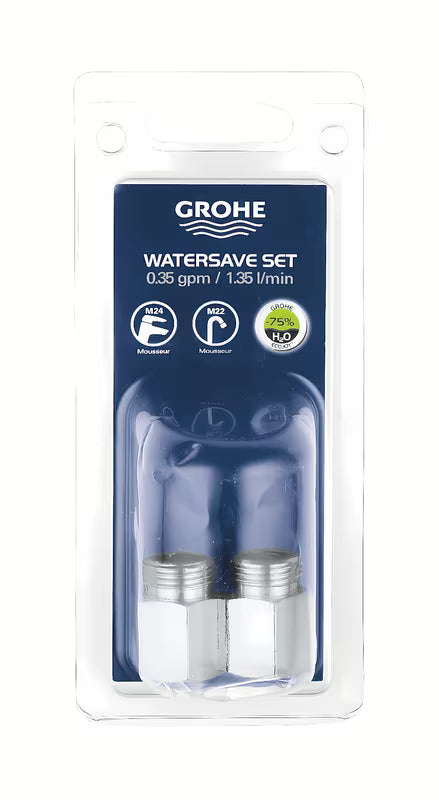 Zestaw oszczędnościowy Grohe z chromowanym perlatorem i regulatorem przepływu pro perlatory M22/24