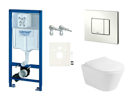 Zestaw WC podtynkowy Glacera Ava z modułem Grohe Rapid SL, spłuczką i przyciskiem uruchamiającym Skate Cosmopolitan