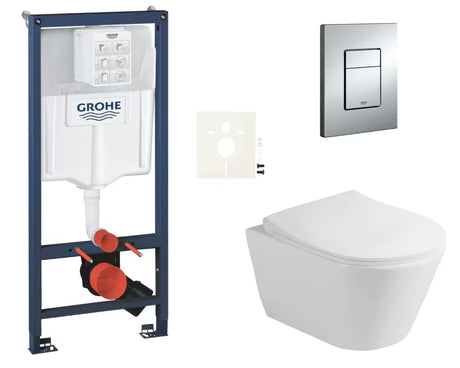 Zestaw WC podtynkowy Glacera Ava z modułem instalacyjnym Grohe Rapid SL, przyciskiem Even i deską soft Close