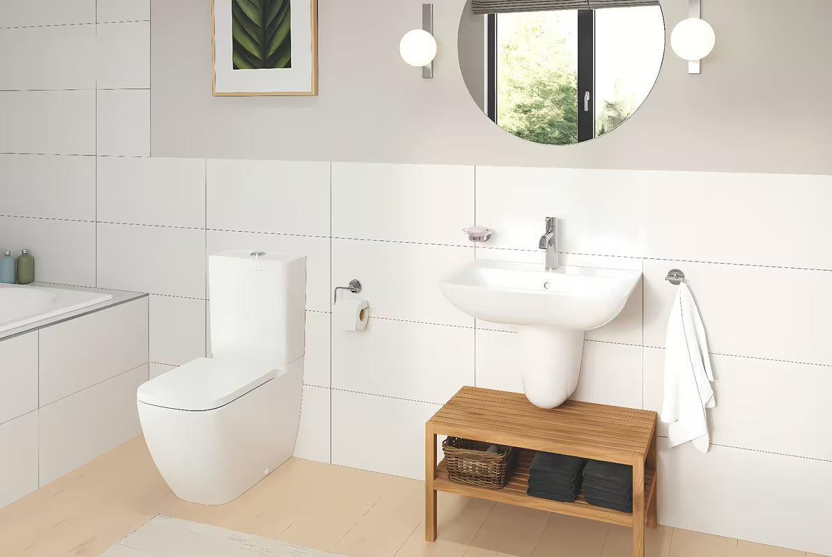 Półpostument do umywalki pro Grohe Bau Ceramic w alpejskiej bieli pro do osłony syfonu i rur