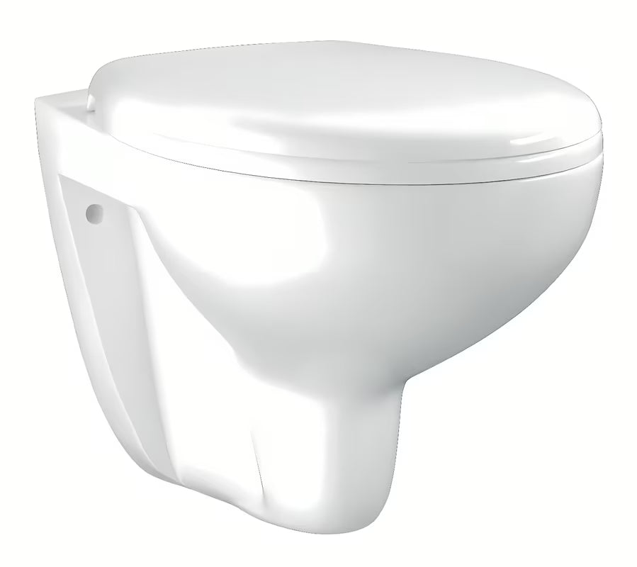 Miska WC Wisząca Grohe Bau Ceramic w kolorze białym Alpine White z bezkołnierzową konstrukcją Rimless