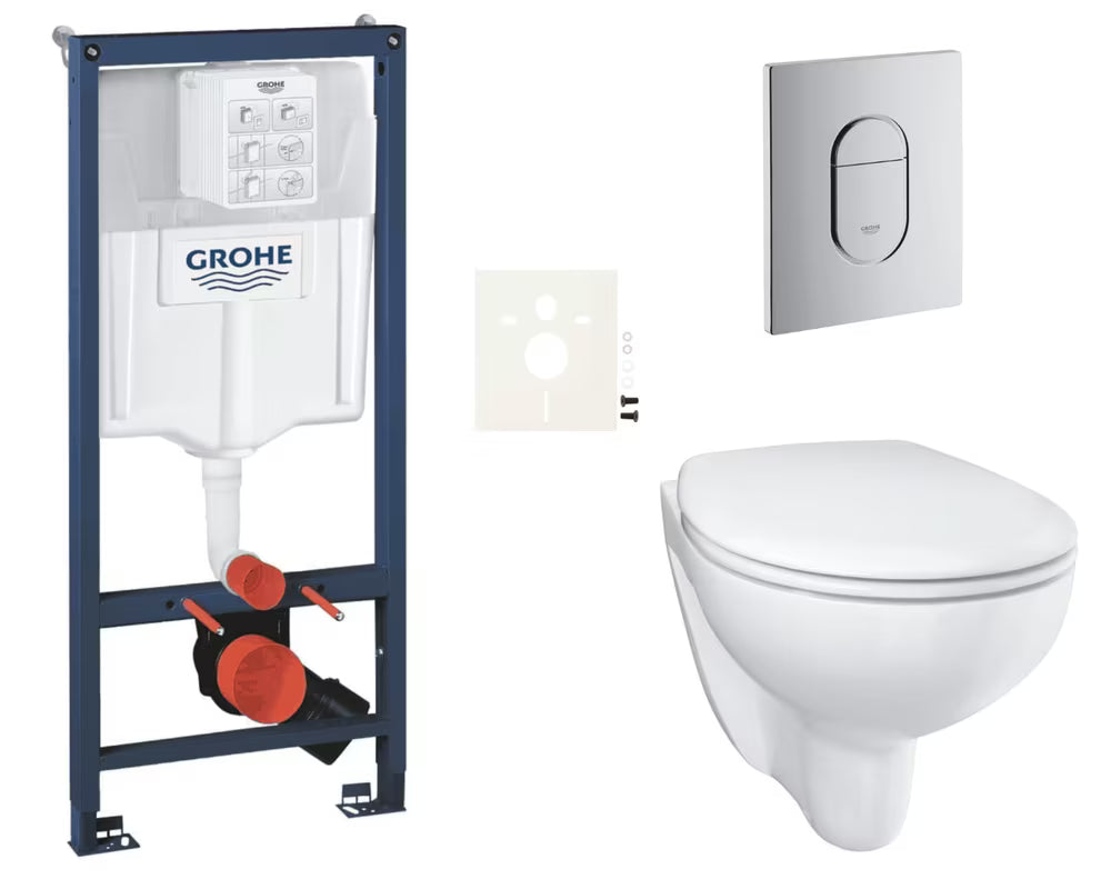 Zestaw WC podtynkowy Grohe Bau Ceramic z modułem podtynkowym Rapid SL, przyciskiem Arena Cosmopolitan i deską soft Close